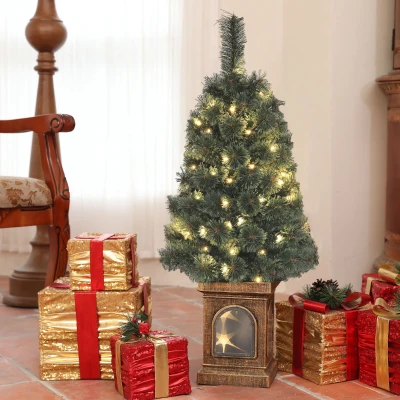 HOMCOM Kerstboom, levensecht uiterlijk, ingebouwde LED's, dimbaar, 8 modi, 45 x 90 cm, Groen