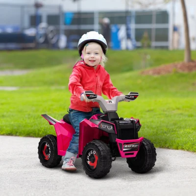 HOMCOM Quadriciclo Elétrico para Crianças Veículo Elétrico a Bateria de 6V com Velocidade de 2,5 km/h 70x41,5x48,5 cm Rosa
