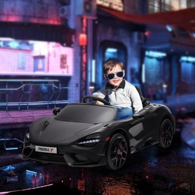 AIYAPLAY Kinder Elektrische Auto met Vleugeldeuren, Afstandsbestuurbaar, Zachte Start en LED-verlichting, Zwart