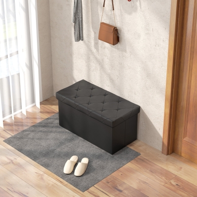 Bancă Cutie de Depozitare Pliabilă, 76x38x38 cm, Negru