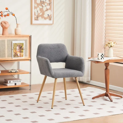 Chaise de maquillage en tissu Teddy velours, Gris foncé