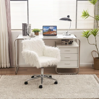 Chaise de relaxation réglable avec fonction pivotante, Blanc