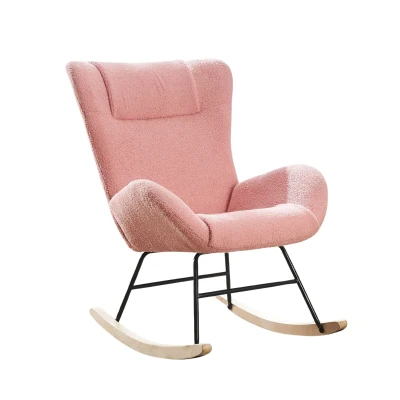 Freizeit Schaukelstuhl, aus bequemem Stoff in Samtoptik, 67,5×93×93 cm, Rosa
