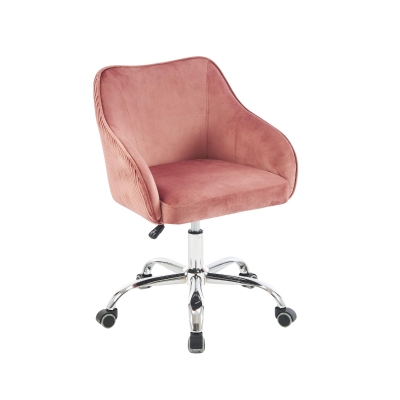 Chaise en velours réglable et pivotante pour bureau et maison, Rose foncé