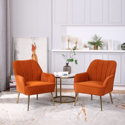 Sièges de loisirs en velours par lot de 2,  Couleur orange