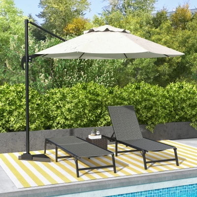 Rattan Sun Lounger 183cm x 62cm x 32cm Grey