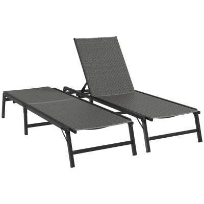 Rattan Sun Lounger 183cm x 62cm x 32cm Grey