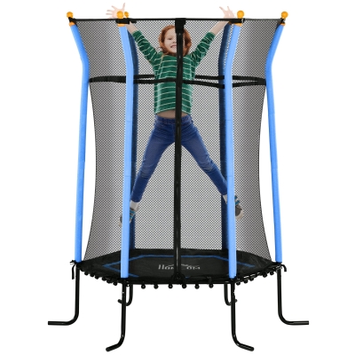HOMCOM Kids Trampoline Mini Bouncer with Enclosure Safety Net For Ages 3-10 Years - Blue