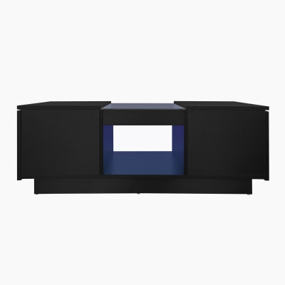 Couchtisch Schwarz mit LED-Beleuchtung und App-Steuerung 100x50cm , Moderner Design fürs Wohnzimmer