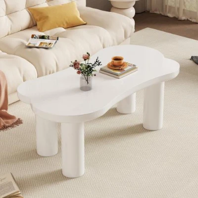 Table basse irrégulière en forme d'os, Blanc