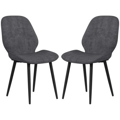 HOMCOM Velvet Dining Chairs, Set of 2 Dining Room Chairs with Metal Legs for Living Room, Dining Room, Grey