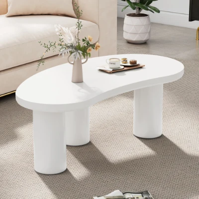 Table basse moderne en demi-lune, Blanc
