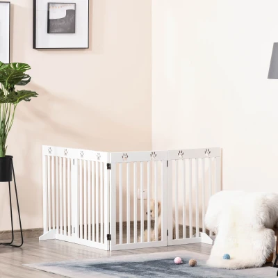 PawHut Foldable Wooden Pet Gate Freestanding Dog Barrier