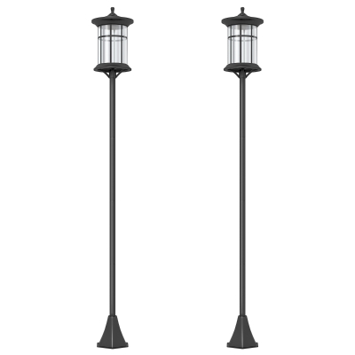 Outsunny Set of Two 1.8m Traditional Style Solar Lamp Posts - Black