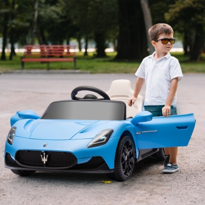 AIYAPLAY Carro Elétrico para Crianças com Licença Maserati MC20 com Bateria 12V Controlo Remoto Farois Buzina e Música 105x65,5x42 cm Azul