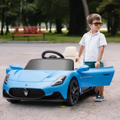 AIYAPLAY Carro Elétrico para Crianças com Licença Maserati MC20 com Bateria 12V Controlo Remoto Farois Buzina e Música 105x65,5x42 cm Azul