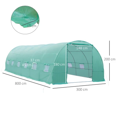 Outsunny Serra da Giardino 8x3x2m Verde