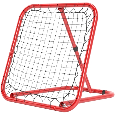 HOMCOM Voetbal Rebounder Net, Opvouwbaar, Terugslagwand, Verstelbaar in 5 Stappen, Metaal, 78 x 84 x 65-78 cm, Rood