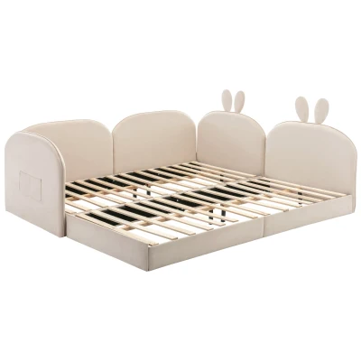 Divano letto coniglio, 90x200 cm & 180x200 cm,Beige