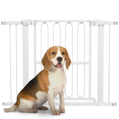 PawHut 76 cm Hoge Huisdierdeur voor Deurkozijnen, Gangen en Trappen, 76-104 cm Breed, Metaal en Kunststof, Wit