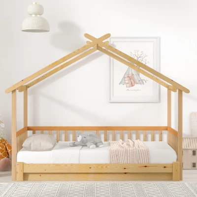 Lit cabane extensible,90x200 cm,naturel