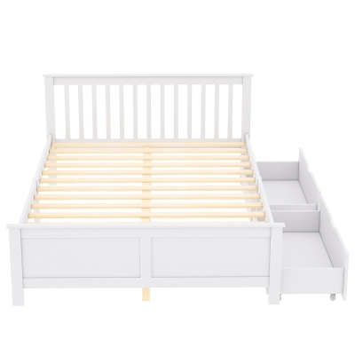 Letto in legno con cassetti per riporre,140x200 cm, Bianco