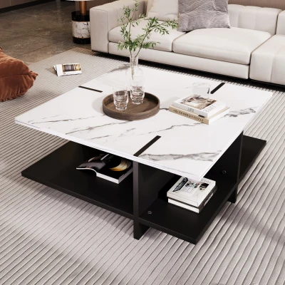 Table basse carrée, Noir+Blanc