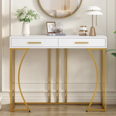 Console avec 2 tiroirs, Blanc