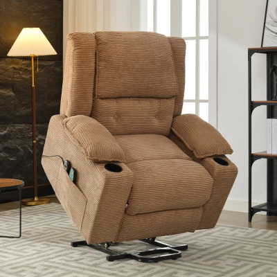 Remote Control Power Lift Massage Chair with Heat, Light Brown