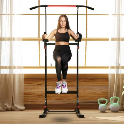 HOMCOM Stazione da fitness 98cm x 123cm x 189-239cm Nero, Rosso