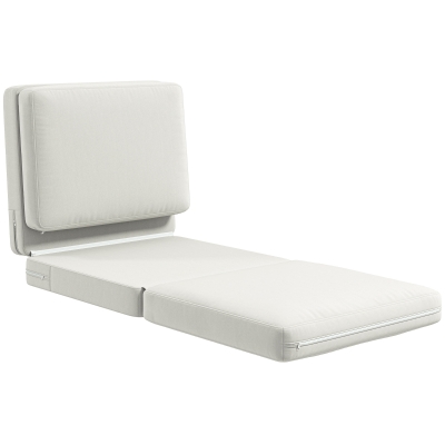 HOMCOM Opvouwbare Vloerstoel met Kussens, Omvormbare Gepolsterde Sofa, Woonkamer, Gastenkamer, Kantoor, 75 x 268 x 18 cm, Crèmewit