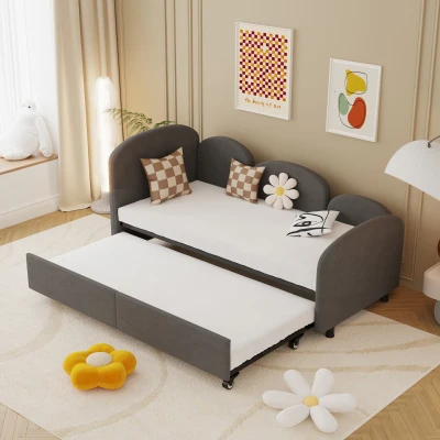 Divano Letto con cassetti, Grigio Scuro