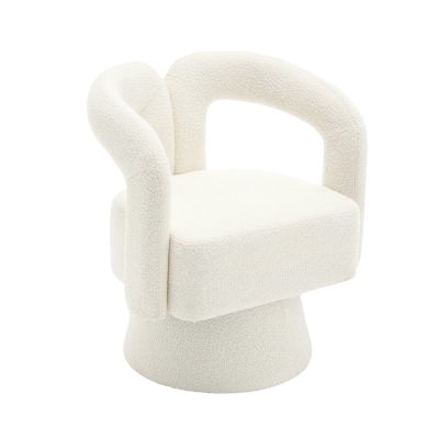 Designer-Drehstuhl für Büro, gepolstert mit Bouclé-Stoff, Tonnenform für Wohnzimmer und Büro, Beige