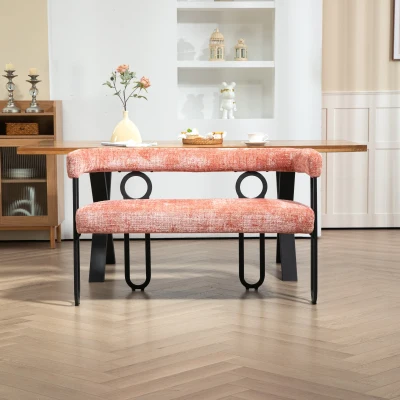 Divanetto con schienale arrotondato in Chenille, Rosa