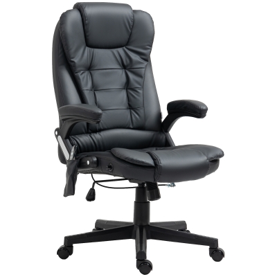 HOMCOM® directiestoel met massagefunctie bureaustoel kantoorstoel gaming stoel massagestoel met warmtefunctie vibratie op 6 punten draaibaar zwart