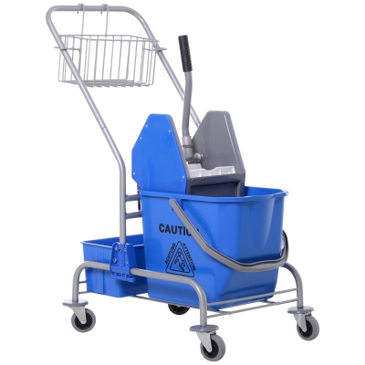HOMCOM Carrello pulizie 72cm x 49.5cm x 95cm Blu