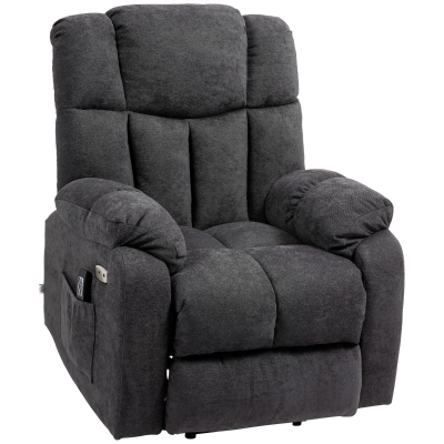 HOMCOM Fotel relax 2-w-1 z funkcją leżenia, porty USB, sprężyny kieszeniowe, Czarny