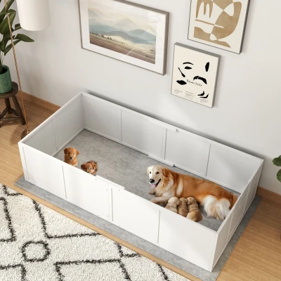 PawHut Honden-Werpkist voor Kleine en Grote Honden, met Verstelbare Ingangen, 196 x 96 x 48 cm, Wit