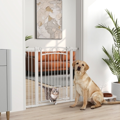 PawHut Barreira de Segurança para Cães Extensível 76-102 cm Barreira para Animais de Estimação com 2 Extensões Branco