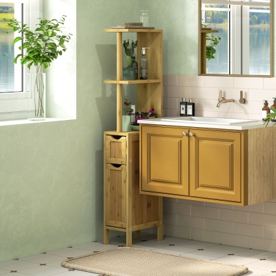Dulap de Baie cu Rafturi Deschise, 18x30x120 cm, Lemn Natural