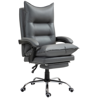 Vinsetto Ergonomiczny fotel biurowy, regulowana wysokość siedziska, odchylane oparcie, ekoskóra, Ciemnoszary
