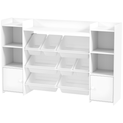 AIYAPLAY Kinder-Opbergrek voor Speelgoed en Boeken, voor Overzichtelijk Opruimen, 8 Verwijderbare Boxen, Wit