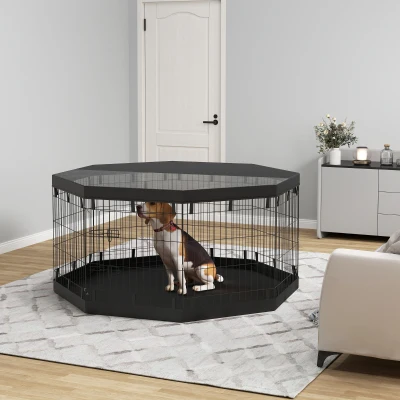 PawHut Puppyren, 76 cm Hoog/ong. 2,5 m², 8 Panelen, Bodemzeil, Combo-Dakzeil