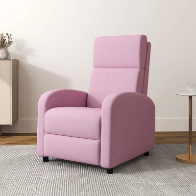 HOMCOM Poltrona Relax Reclinável até 160° Poltrona Reclinável Manual com Apoio para os Pés 64x86x102 cm Rosa