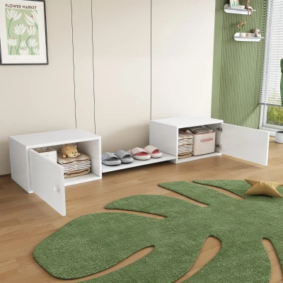 Armadio per scarpe con doppie porte, Bianco