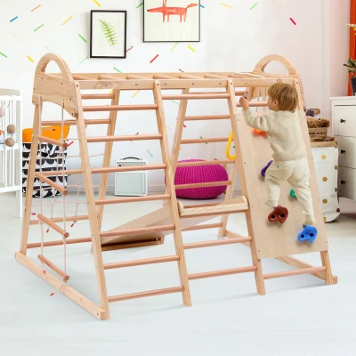 Struttura da arrampicata multifunzionale 7-in-1, Naturale