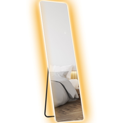 HOMCOM LED Volledige Lichaamsspiegel, Touch-Besturing, Dimbaar, Frameloos, 40 x 150 cm