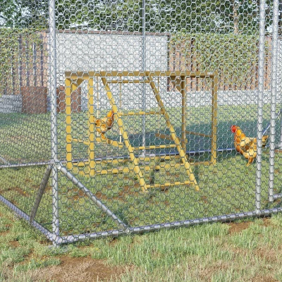 PawHut Plac zabaw dla kur z huśtawkami i drabinką, dla 3-4 kur, Drewniany kurnik zabawowy
