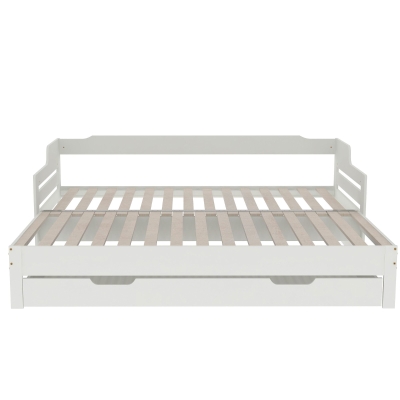 Contemporary Design Sofa Bed with Pull-Out Trundle, White