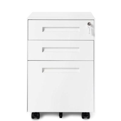 Mobile File Cabinet with 3 Storage Drawers, White